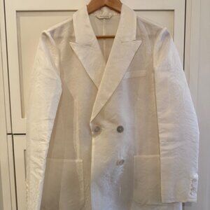 Massimo Dutti Off-White Silk Blazer